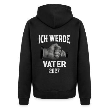 Ich werde Vater 2027 - Unisex Premium Bio Zip Hoodie - Schwarz - Hinten - Nico (187cm)