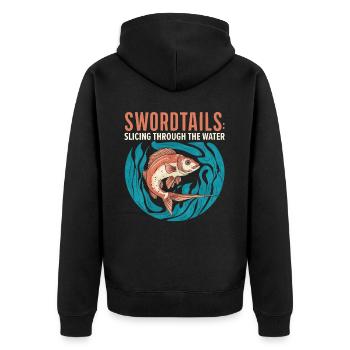 Swordtail Fish Freshwater Aquarium Fish Aquarist - Unisex Premium Organic Zip Hoodie - black - Back - Nico (187cm)
