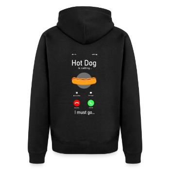 Hot Dog Adult Phone Display Hot - Unisex Premium Organic Zip Hoodie - black - Back - Nico (187cm)
