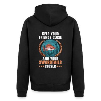 Swordtail Fish Freshwater Aquarium Fish Aquarist - Unisex Premium Organic Zip Hoodie - black - Back - Nico (187cm)