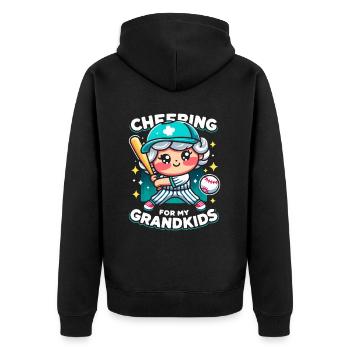 Journée des grands-parents de grand-mère de baseball - Veste à capuche bio Premium Unisexe - noir - Dos - Nico (187cm)