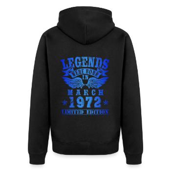 Les légendes sont nées en mars 1972 Anniversaire - Veste à capuche bio Premium Unisexe - noir - Dos - Nico (187cm)