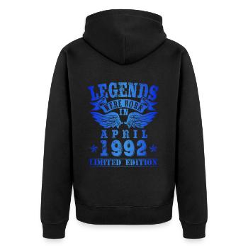 Les légendes sont nées en avril 1992 Anniversaire - Veste à capuche bio Premium Unisexe - noir - Dos - Nico (187cm)