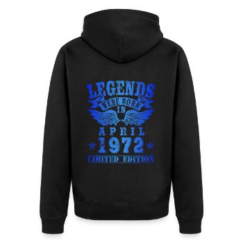 Legends est né en avril 1972 Anniversaire - Veste à capuche bio Premium Unisexe - noir - Dos - Nico (187cm)