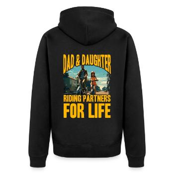 Papa et fille à cheval Partners for Life - Veste à capuche bio Premium Unisexe - noir - Dos - Nico (187cm)