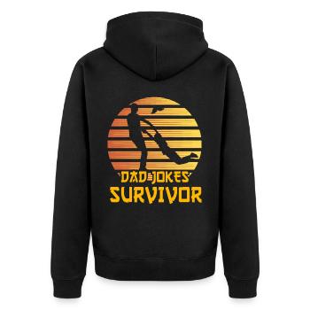 Papa scherzt Überlebender - Unisex Premium Bio Zip Hoodie - Schwarz - Hinten - Nico (187cm)