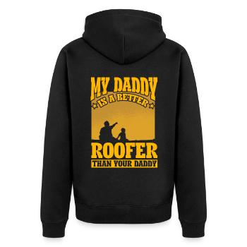 Mein Papa ist ein besserer Dachdecker als dein Papa - Unisex Premium Bio Zip Hoodie - Schwarz - Hinten - Nico (187cm)