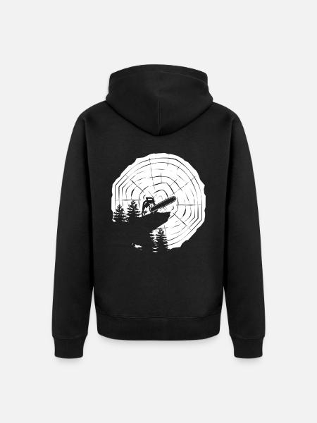 Moottorisaha moottorisaha Metsuri polttopuut - Premium unisex luomu-huppari vetoketjulla - musta