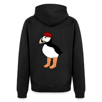 Puffin with Rain Boots Puffins - Unisex Premium Organic Zip Hoodie - black - Back - Nico (187cm)