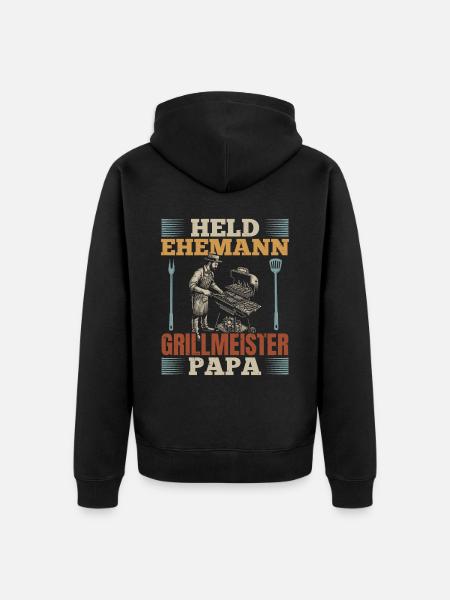Hero, husband, grill master, dad - Unisex Premium Organic Zip Hoodie - black