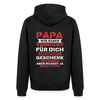 Papa, tu nous as déjà le cadeau parfait - Veste à capuche bio Premium Unisexe - noir - Dos - Nico (187cm)