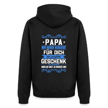 Papa, tu nous as déjà le cadeau parfait - Veste à capuche bio Premium Unisexe - noir - Dos - Nico (187cm)