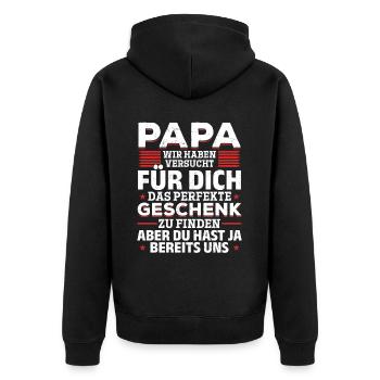 Papa, tu nous as déjà le cadeau parfait - Veste à capuche bio Premium Unisexe - noir - Dos - Nico (187cm)