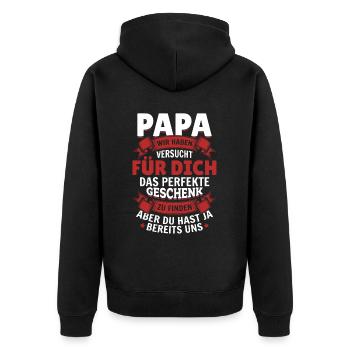 Papa, tu nous as déjà le cadeau parfait - Veste à capuche bio Premium Unisexe - noir - Dos - Nico (187cm)