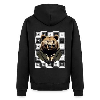 Bären Vater Lustiger Vater Perfekter Style - Unisex Premium Bio Zip Hoodie - Schwarz - Hinten - Nico (187cm)