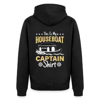 Witziger Hausboot Spruch - Unisex Premium Bio Zip Hoodie - Schwarz - Hinten - Nico (187cm)