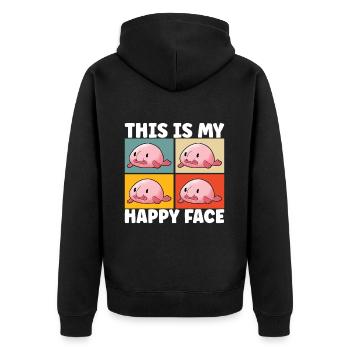 Süßer Blobfisch Hässlicher Fisch - Unisex Premium Bio Zip Hoodie - Schwarz - Hinten - Nico (187cm)