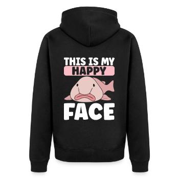 Süßer Blobfisch Hässlicher Fisch - Unisex Premium Bio Zip Hoodie - Schwarz - Hinten - Nico (187cm)