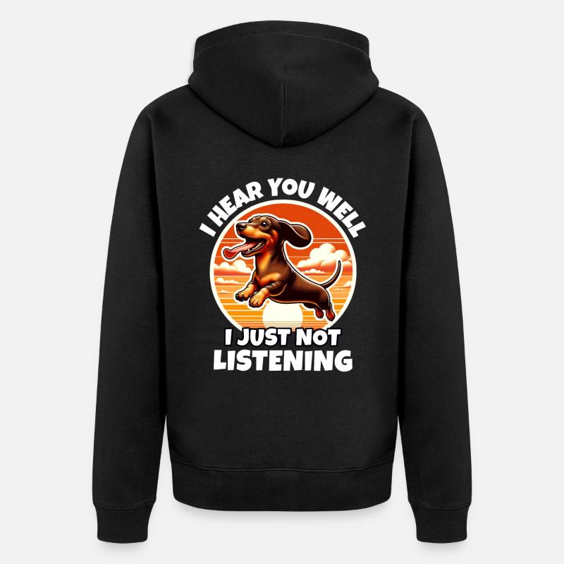 Dackel Sprüche - Unisex Premium Bio Zip Hoodie - Schwarz
