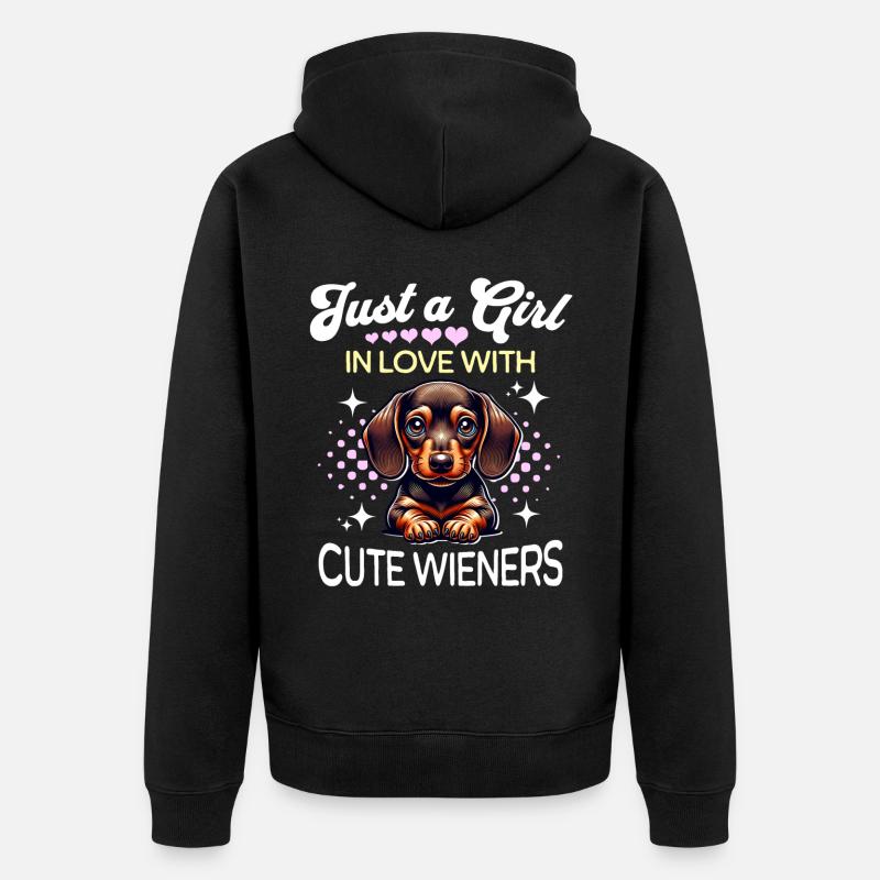 Dackel Mädchen - Unisex Premium Bio Zip Hoodie - Schwarz