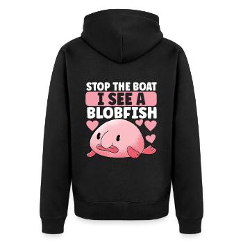 Poisson blob mignon poisson laid - Veste à capuche bio Premium Unisexe - noir - Dos - Nico (187cm)