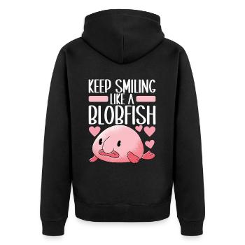 Poisson blob mignon poisson laid - Veste à capuche bio Premium Unisexe - noir - Dos - Nico (187cm)