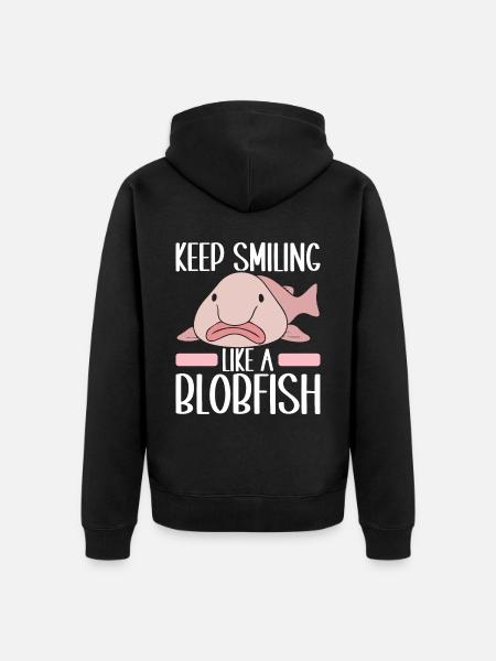 Cute Blob Fish Ugly Fish - Unisex Premium Organic Zip Hoodie - black
