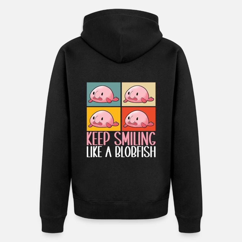 Poisson blob mignon poisson laid - Veste à capuche bio Premium Unisexe - noir