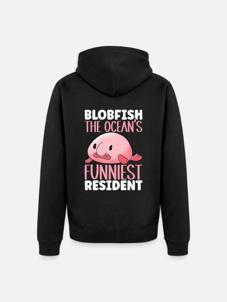 Süßer Blobfisch Hässlicher Fisch - Unisex Premium Bio Zip Hoodie - Schwarz