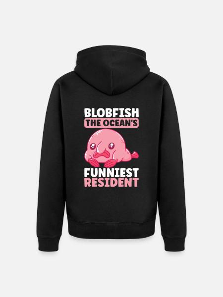 Cute Blob Fish Ugly Fish - Unisex Premium Organic Zip Hoodie - black