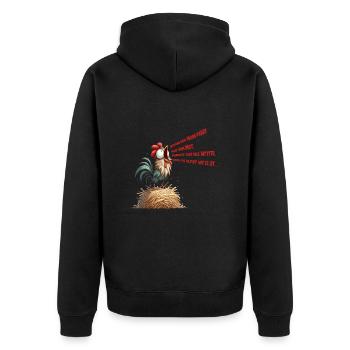 Coq comique chantant sur une botte de paille - Veste à capuche bio Premium Unisexe - noir - Dos - Nico (187cm)