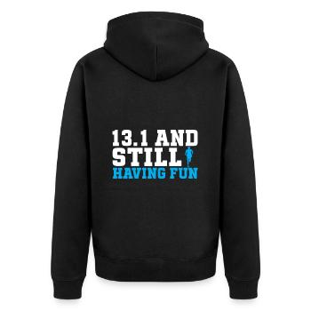 Half Marathon 13, 1 Mile Marathon Runner - Unisex Premium Organic Zip Hoodie - black - Back - Nico (187cm)