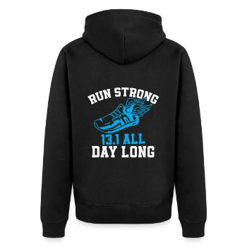 Half Marathon 13, 1 Mile Marathon Runner - Unisex Premium Organic Zip Hoodie - black - Back - Nico (187cm)
