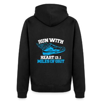 Half Marathon 13, 1 Mile Marathon Runner - Unisex Premium Organic Zip Hoodie - black - Back - Nico (187cm)