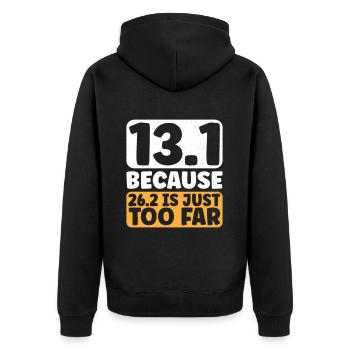Half Marathon 13, 1 Mile Marathon Runner - Unisex Premium Organic Zip Hoodie - black - Back - Nico (187cm)
