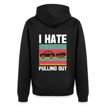 Funny boat boat captain pulling out - Unisex Premium Organic Zip Hoodie - black - Back - Nico (187cm)
