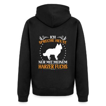 Harzer Fuchs Talk only to Old German Herding Dog - Unisex Premium Organic Zip Hoodie - black - Back - Nico (187cm)