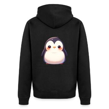 Pinguin Kawaii Pinguin Niedlich - Unisex Premium Bio Zip Hoodie - Schwarz - Hinten - Nico (187cm)
