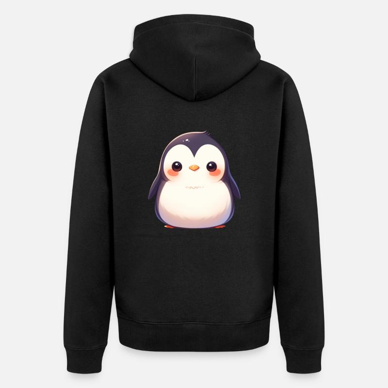 Pingouin Kawaii Pingouin mignon - Veste à capuche bio Premium Unisexe - noir