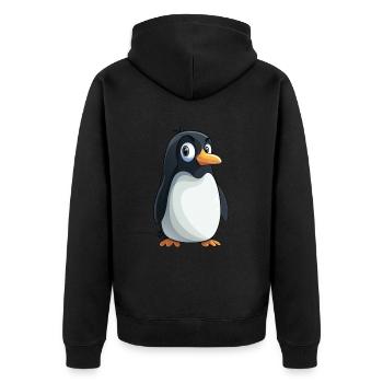 Pinguin Kawaii Pinguin Niedlich - Unisex Premium Bio Zip Hoodie - Schwarz - Hinten - Nico (187cm)