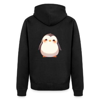 Pinguin Kawaii Pinguin Niedlich - Unisex Premium Bio Zip Hoodie - Schwarz - Hinten - Nico (187cm)
