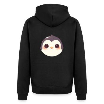 Pinguin Kawaii Pinguin Niedlich - Unisex Premium Bio Zip Hoodie - Schwarz - Hinten - Nico (187cm)