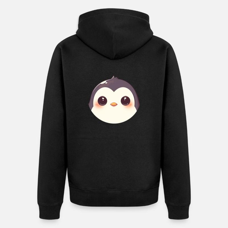 Pingouin Kawaii Pingouin mignon - Veste à capuche bio Premium Unisexe - noir
