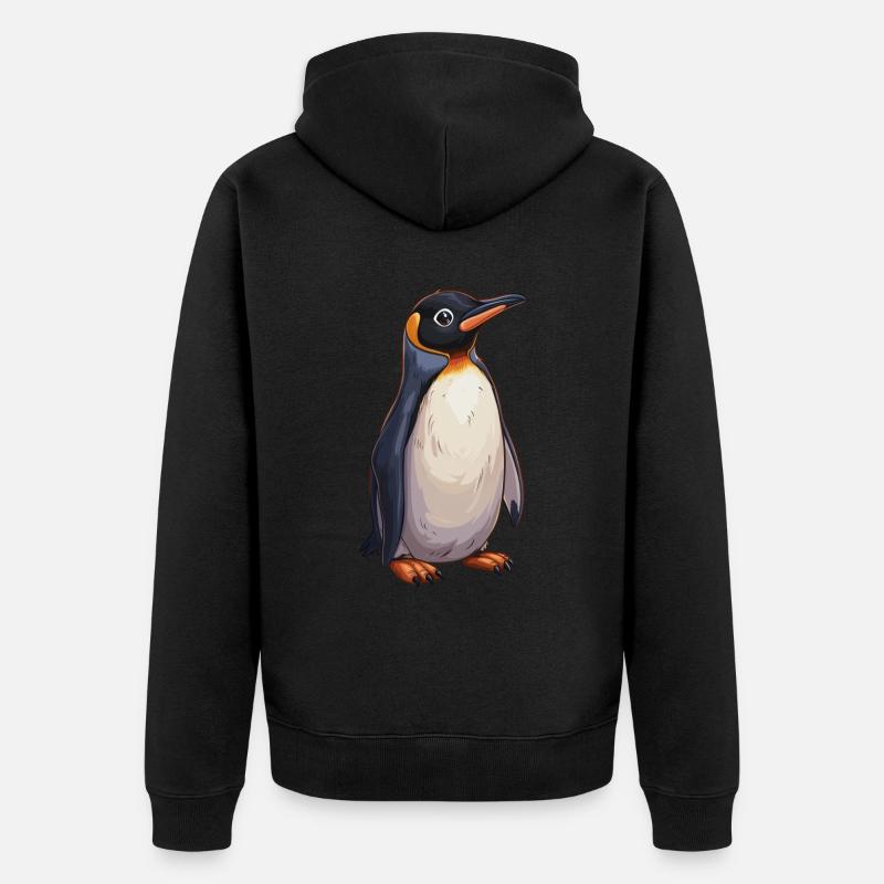Pingouin Kawaii Pingouin mignon - Veste à capuche bio Premium Unisexe - noir