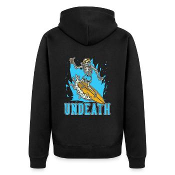 Surfer Surfing Undeath - Unisex Premium Organic Zip Hoodie - black - Back - Nico (187cm)