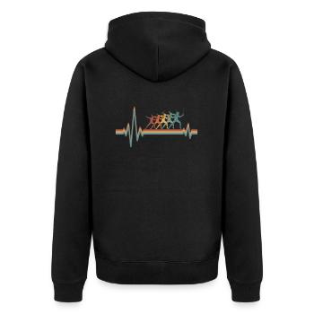 Fencing Fencing Ekg Heartbeat - Unisex Premium Organic Zip Hoodie - black - Back - Nico (187cm)