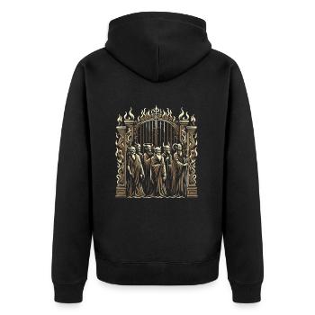 Dämonen an den Toren der Hölle - Unisex Premium Bio Zip Hoodie - Schwarz - Hinten - Nico (187cm)