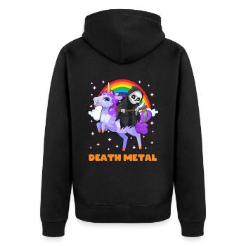 Goth Rock Satan Einhorn Festivals Death Metal - Unisex Premium Bio Zip Hoodie - Schwarz - Hinten - Nico (187cm)