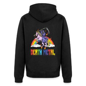 Goth Rock Satan Einhorn Festivals Death Metal - Unisex Premium Bio Zip Hoodie - Schwarz - Hinten - Nico (187cm)