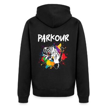 Parkour, Freerunning, Street Workout, Acrobatique - Veste à capuche bio Premium Unisexe - noir - Dos - Nico (187cm)